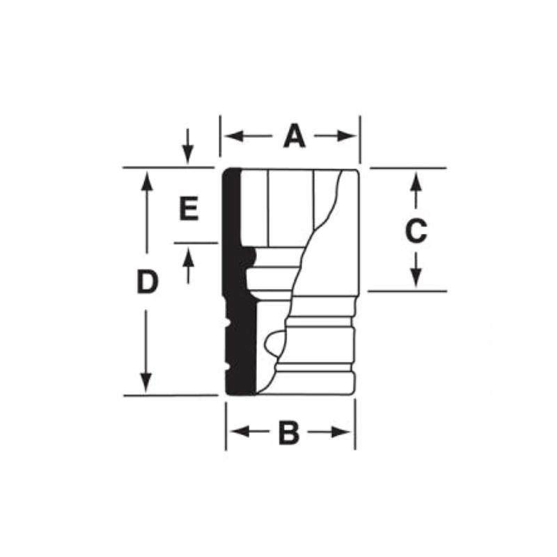 SIMDF120A - Nasadka udarowa 3/8" 12-kątna, długa, calowa, 3/8"