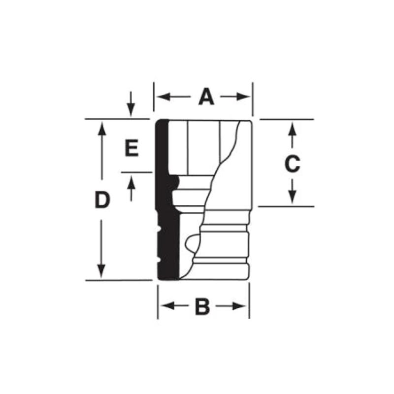 SIMDF140A - Nasadka udarowa 3/8" 12-kątna, długa, calowa, 7/16"