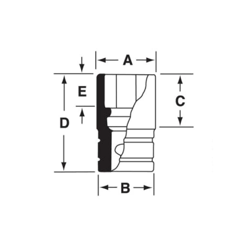 SIMDF160 - Nasadka udarowa 3/8" 12-kątna, długa, calowa, 1/2"