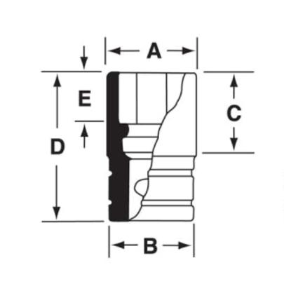 SIMDF160 - Nasadka udarowa 3/8" 12-kątna, długa, calowa, 1/2"