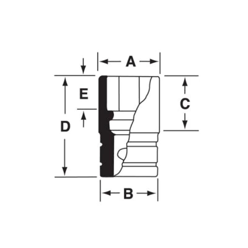 SIMDF200 - Nasadka udarowa 3/8" 12-kątna, długa, calowa, 5/8"