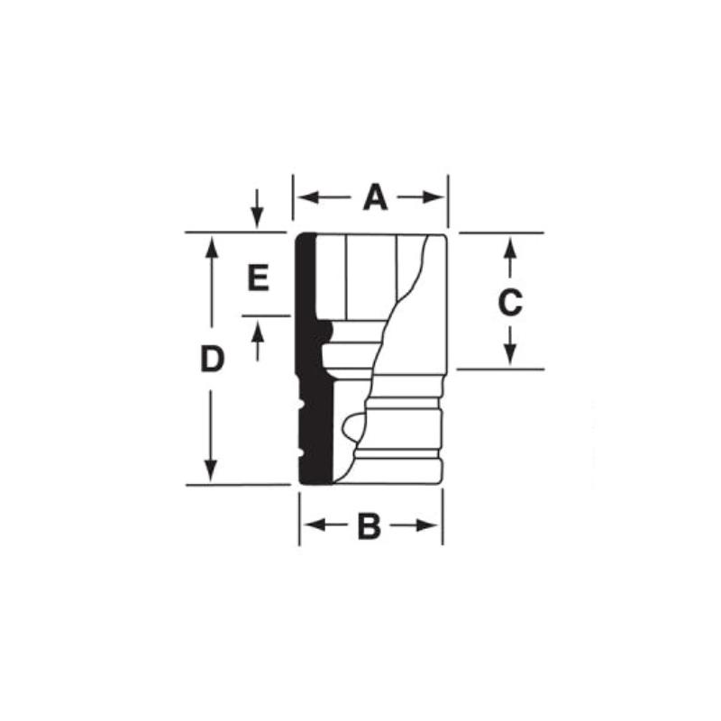 SIMDFM14 - Nasadka udarowa 3/8" 12-kątna, długa, metryczna, 14 mm