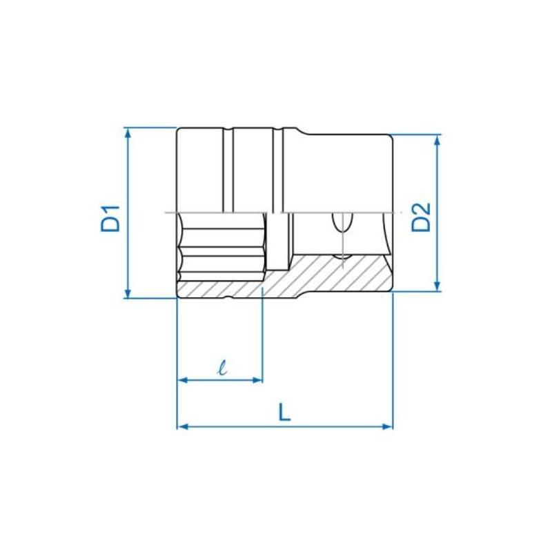 833046M - Nasadka 1"12-kątna, krótka, metryczna, 46 mm