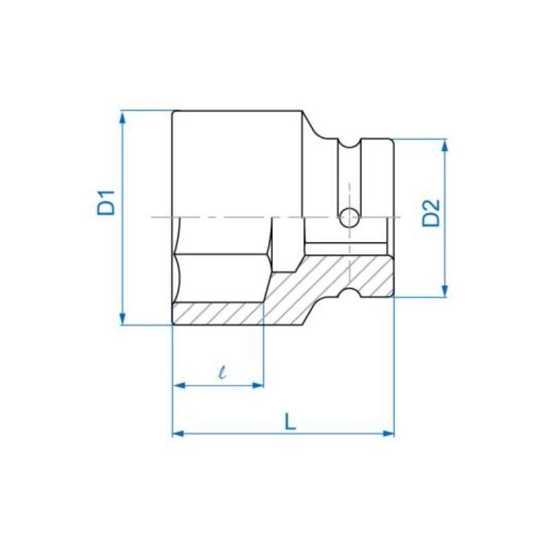 853521M - Nasadka udarowa 1" 6-kątna, krótka, metryczna, 21 mm