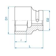 853521M - Nasadka udarowa 1" 6-kątna, krótka, metryczna, 21 mm