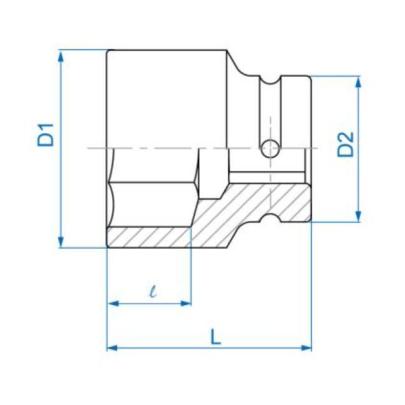 853521M - Nasadka udarowa 1" 6-kątna, krótka, metryczna, 21 mm