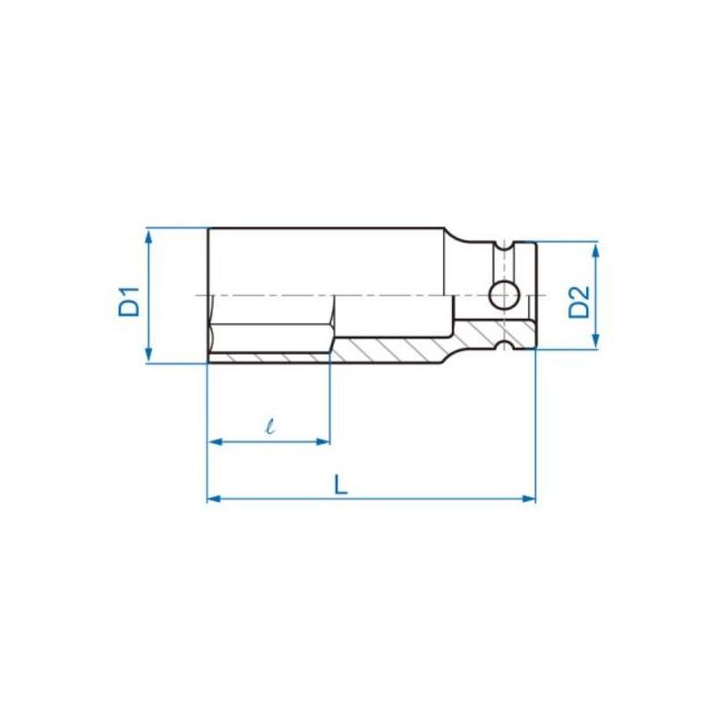 443529M - Nasadka udarowa 1/2" 6-kątna, długa, metryczna, 29 mm