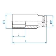 443529M - Nasadka udarowa 1/2" 6-kątna, długa, metryczna, 29 mm