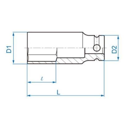 443529M - Nasadka udarowa 1/2" 6-kątna, długa, metryczna, 29 mm