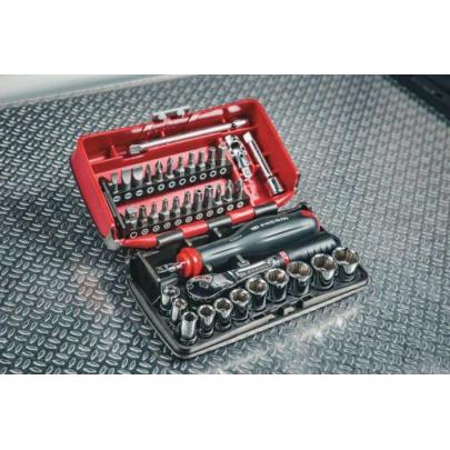 RL.NANO1GRPPB - Zestaw nasadek 1/4" do zaokrąglonych śrub 6-kątnych OGV® GRIP, 5,5 - 14 mm, z grzechotką i akcesoriami (38 szt.)