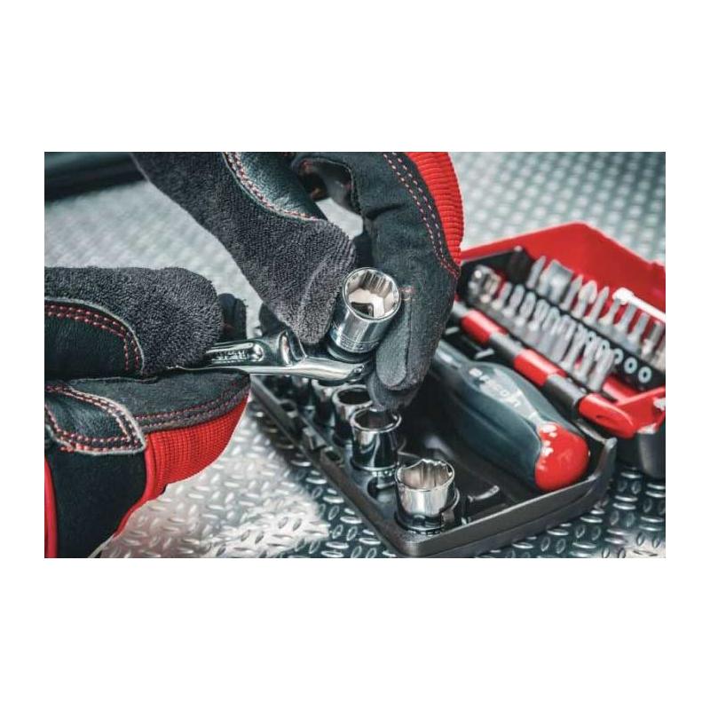 RL.NANO1GRPPB - Zestaw nasadek 1/4" do zaokrąglonych śrub 6-kątnych OGV® GRIP, 5,5 - 14 mm, z grzechotką i akcesoriami (38 szt.)