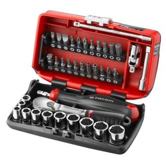 RL.NANO1GRPPB - 1/4" socket set for OGV® GRIP hexagon socket head cap screws, 5.5 - 14 mm, with ratchet and accessories (38 pcs.)