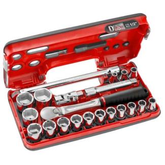 SL.DBOX1GRPPB - 1/2" socket set for OGV® GRIP rounded hex screws, 8 - 32 mm, with ratchet and accessories (21 pcs.)