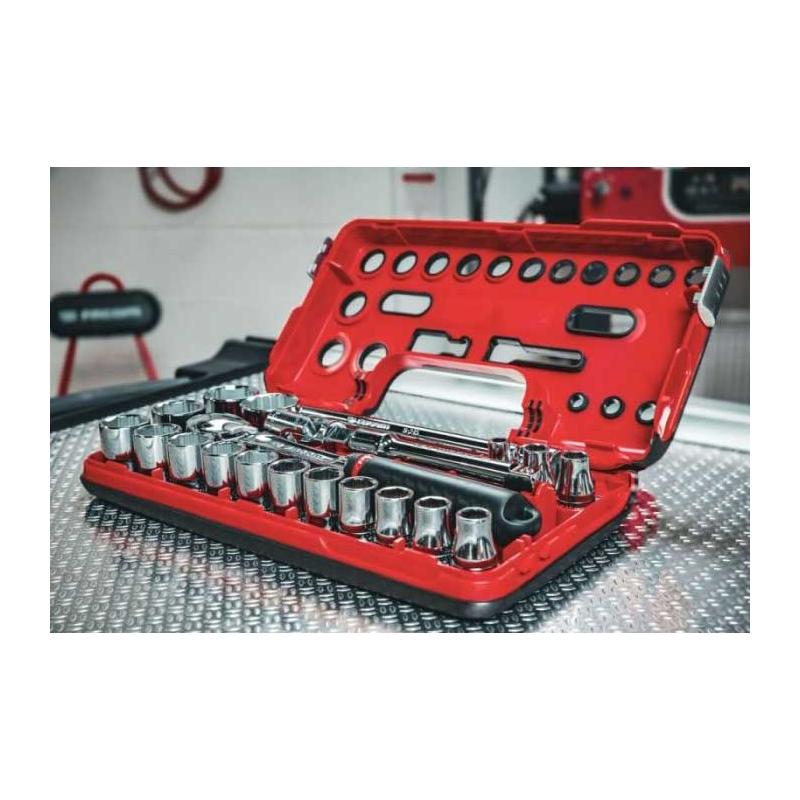 SL.DBOX1GRPPB - Zestaw nasadek 1/2" do zaokrąglonych śrub 6-kątnych OGV® GRIP, 8 - 32 mm, z grzechotką i akcesoriami (21 szt.)