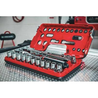 SL.DBOX1GRPPB - 1/2" socket set for OGV® GRIP rounded hex screws, 8 - 32 mm, with ratchet and accessories (21 pcs.)
