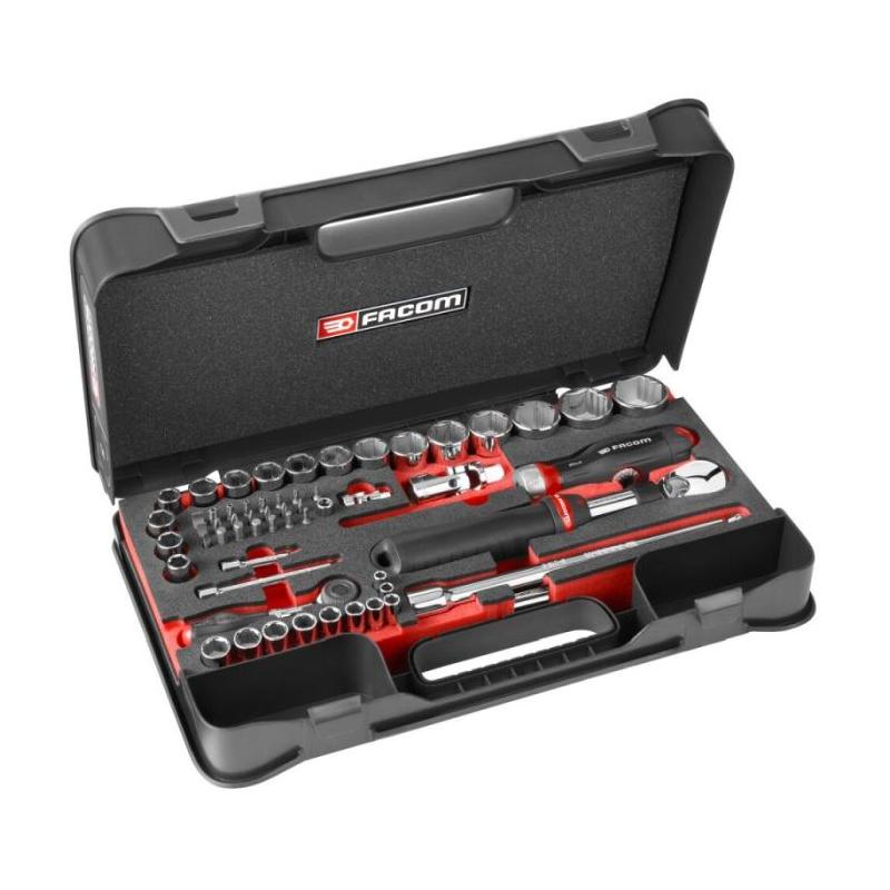 RS.GRPPB - Zestaw nasadek 1/4" i 1/2" do zaokrąglonych śrub 6-kątnych OGV® GRIP, 5,5 - 32 mm, z grzechotką i akcesoriami (61 szt.)