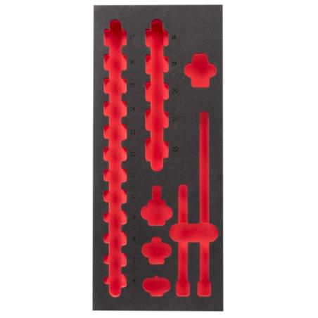 4932493387 - Wkładka piankowa do nasadek 3/8" krótkich, do wózków narzędziowych, 417 x 177 mm