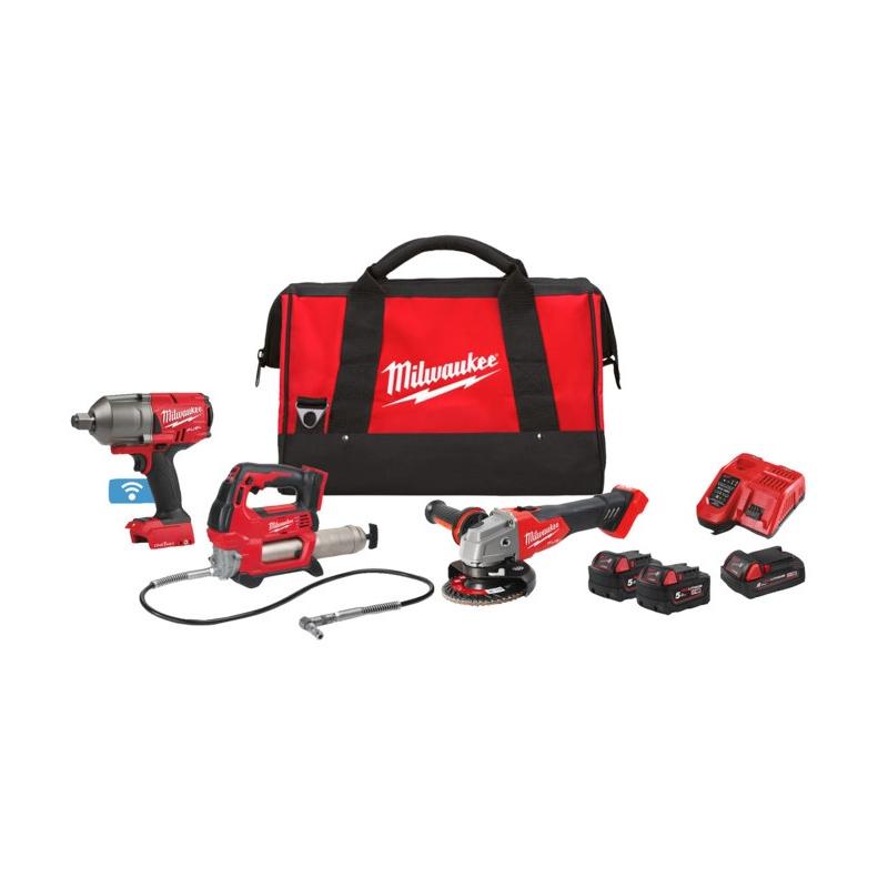 M18 FPP3AK-523B - Zestaw POWERPACK M18™, M18 ONEFHIWF34, M18 FSAG125X, M18 GG, 2x 5.0Ah 1x 2.0Ah +ładowarka w torbie, 4933498576