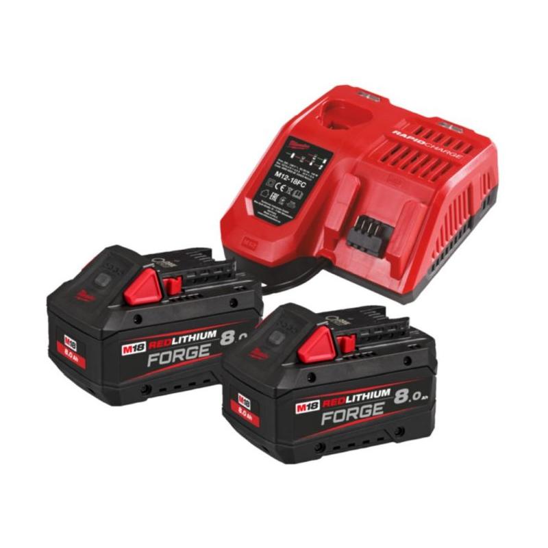 M18 FORGENRG-802 - Zestaw 2 akumulatorów M18™ FORGE™, Li-ion 18 V, 8.0 Ah + szybka ładowarka, 4933498612