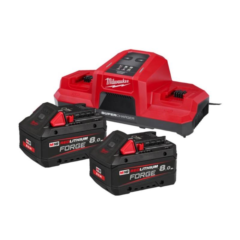 M18 FORGENRG-802DBSC - Zestaw 2 akumulatorów M18™ FORGE™, Li-ion 18 V, 8.0 Ah + podwójna super ładowarka, 4933498616