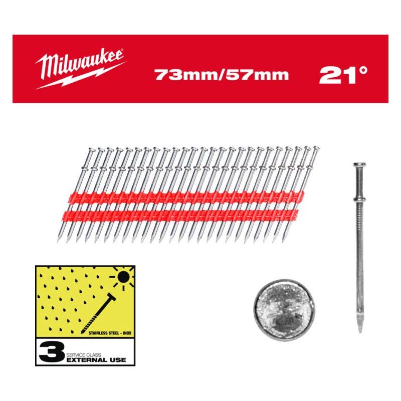 4932498155 - Gwoździe gładkie Duplex z podwójnym łbem do M18 FDN, 3,3 x 73 mm 21° (2 tys. szt.)