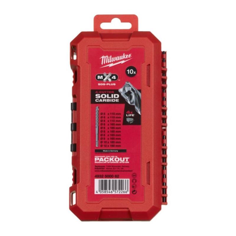 4932500062 - Zestaw wierteł udarowych do betonu SDS-Plus MX4, 4-ostrzowe, 5 - 12 mm (10 szt.)