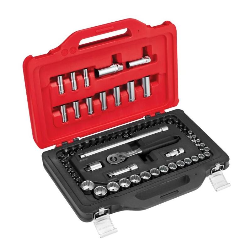 FACOM JL.151-EP62PB - 3/8" socket set with 6-point and 12-point sockets, 6 - 24 mm, with ratchet and accessories (62 pcs) ✔