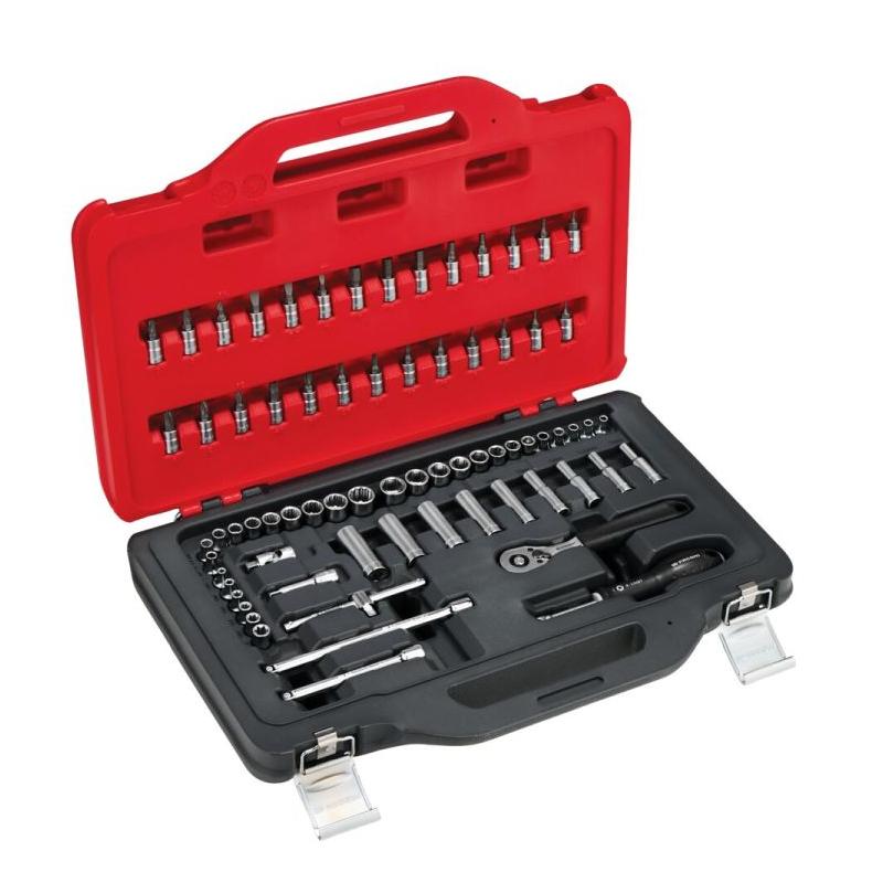 RL.151-EP72PB - Zestaw nasadek 1/4" 6-kątnych, 12-kątnych, Torx, 4-14 mm, 3/16"-9/16", E4-E10, z grzechotką i akcesor. (72 szt.)