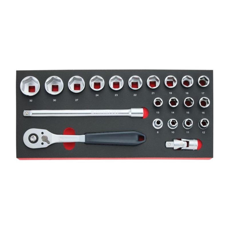 MODM.SL151-21 - Moduł nasadek i akcesoriów 1/2", 8 - 32 mm (21 szt.), wkładka piankowa