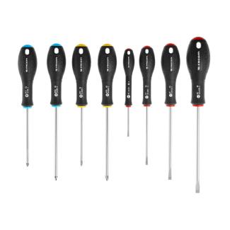 BTPDJ8PB - Set of 8 Ergotwist® screwdrivers for slotted, Phillips® and Pozidriv® screws, 3 - 6.5 mm, PH1 - PH2, PZ1 - PZ2
