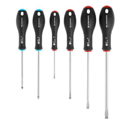 BTDJ6PB - Set of 6 Ergotwist® screwdrivers for slotted and Pozidriv® screws, 3.5 - 8 mm, PZ1 - PZ2