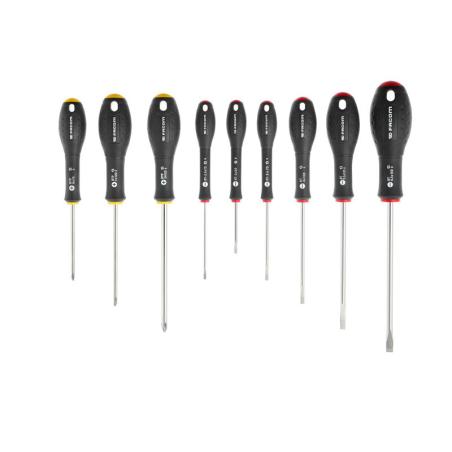 BTPJ9PB - Set of 9 Ergotwist® screwdrivers for slotted and Phillips® screws, 2.5 - 8 mm, PH0 - PH2