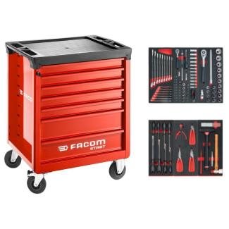 FACOM START.M3ACM1 - Roller cabinet with equipment, 6 modules, red ✔