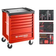 FACOM START.M3ACM2 - Roller cabinet with equipment, 3 modules, red ✔