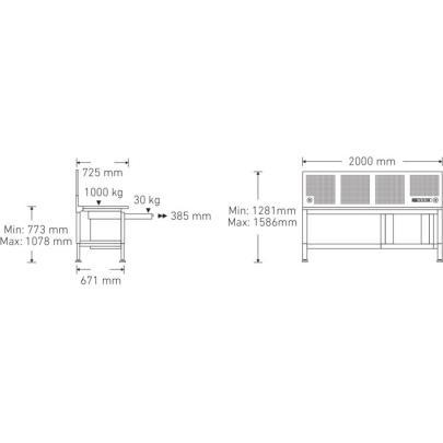 WB 630 - Workbench with wooden top 2m, 85010630