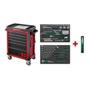 93/130 - Zestaw 130 narzędzi, 2 moduły, w wózku narzędziowym TTS93 + latarka LED 13138 HL, PR830177