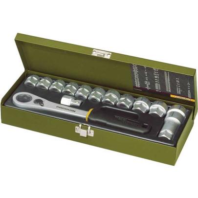 23604 - Zestaw nasadek 1/2" 6-kątnych, 13 - 27 mm, z grzechotką i akcesoriami (14 szt.)