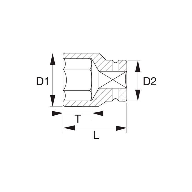 K8901M-46 - Nasadka 3/4" 6-kątna, udarowa, 46 mm