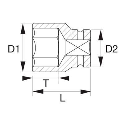 K8901M-50 - Nasadka 3/4" 6-kątna, udarowa, 50 mm