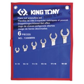 1306MRN - Zestaw kluczy oczkowo-otwartych do przewodów hamulcowych, 8x10 - 19x22 mm (6 szt.)