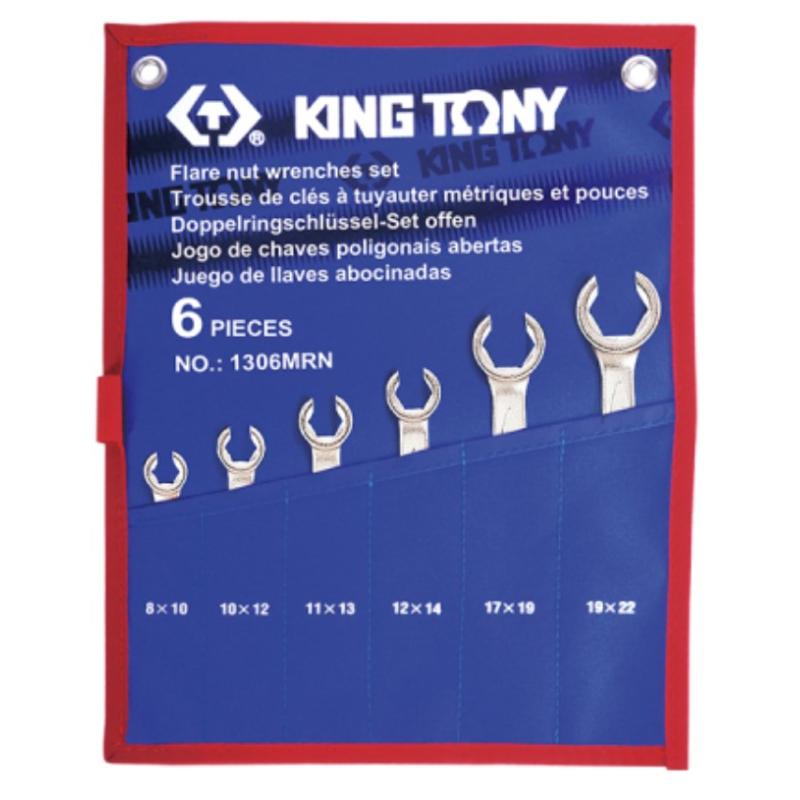 1306MRN - Zestaw kluczy oczkowo-otwartych do przewodów hamulcowych, 8x10 - 19x22 mm (6 szt.)