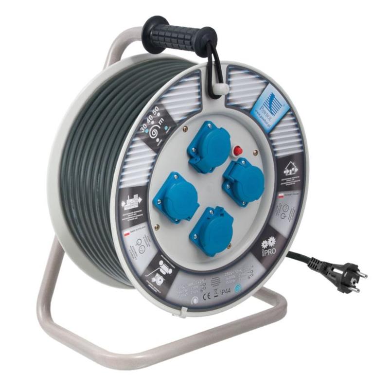 B.1114-25 - Przedłużacz bębnowy 25m F3x2,4xGZ16(250V) IP44 + termik