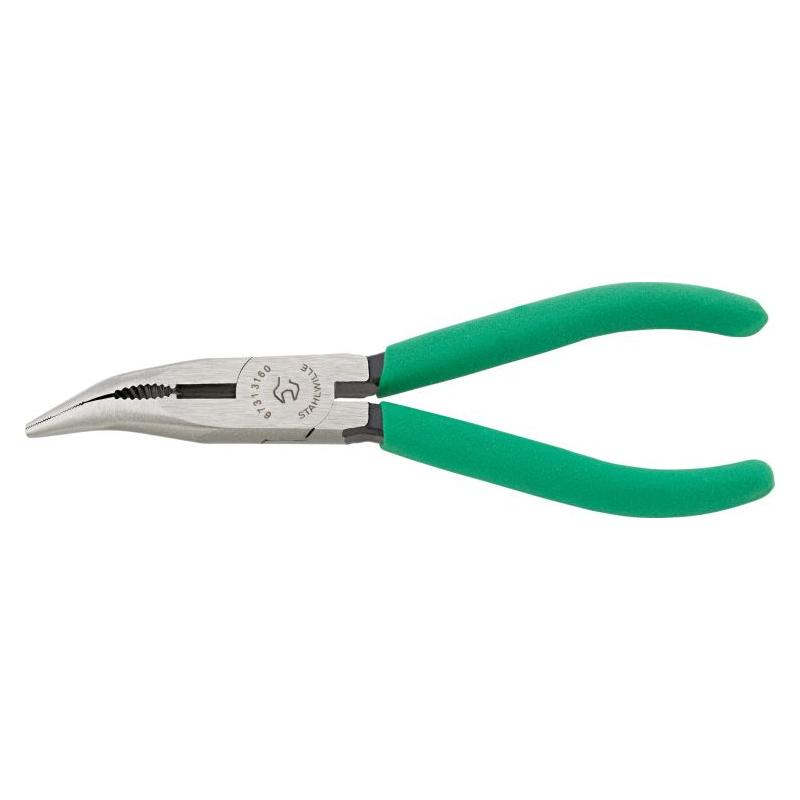 6530 6 160 - Szczypce półokrągłe, z ostrzem tnącym, odgięte 45°, szczęki polerowane, 160 mm