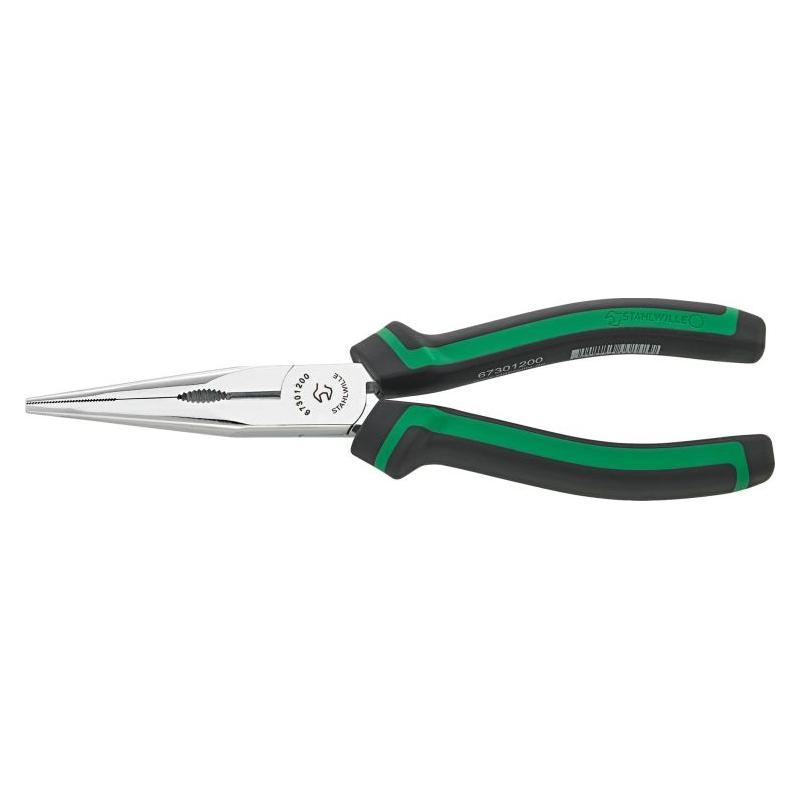 6730 1 200 - Szczypce półokrągłe, z ostrzem tnącym, proste, szczęki chromowane, 200 mm