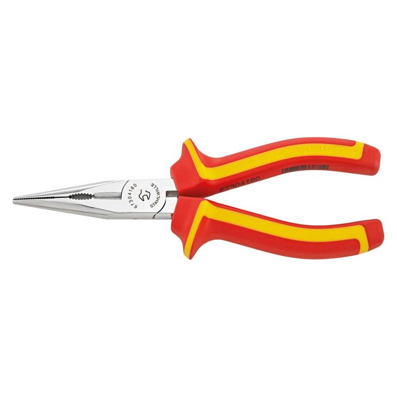 6730 4 160 VDE - Szczypce półokrągłe izolowane VDE, z ostrzem tnącym, proste, szczęki chromowane, 160 mm