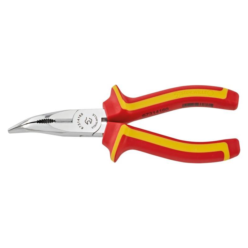 6731 4 160 VDE - Szczypce półokrągłe izolowane VDE, z ostrzem tnącym, odgięte 45°, szczęki chromowane, 160 mm