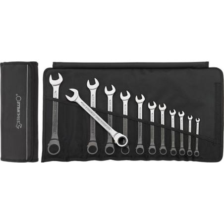 17a/12 - Zestaw kluczy oczkowo-płaskich grzechotkowych odgiętych, 1/4" - 1" (12 szt.), 96411713