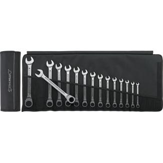 17/15 - Zestaw kluczy oczkowo-płaskich grzechotkowych, 8 - 24 mm (15 szt.), 96411715