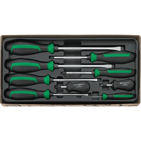 4693/9 - Moduł wkrętaków do śrub z rowkiem i Phillips, 2,5 - 10 mm, PH1 - PH2 (9 szt.), wkładka plastikowa, 96469316