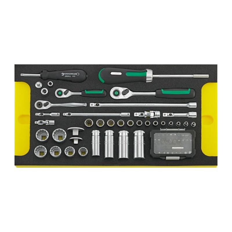 TCS 13214/1 WT/LM 1 - Moduł nasadek i akcesoriów QR 1/4", 3/8", 1/2" do skrzyni 13217 (69 szt.), wkładka piankowa, 96831100